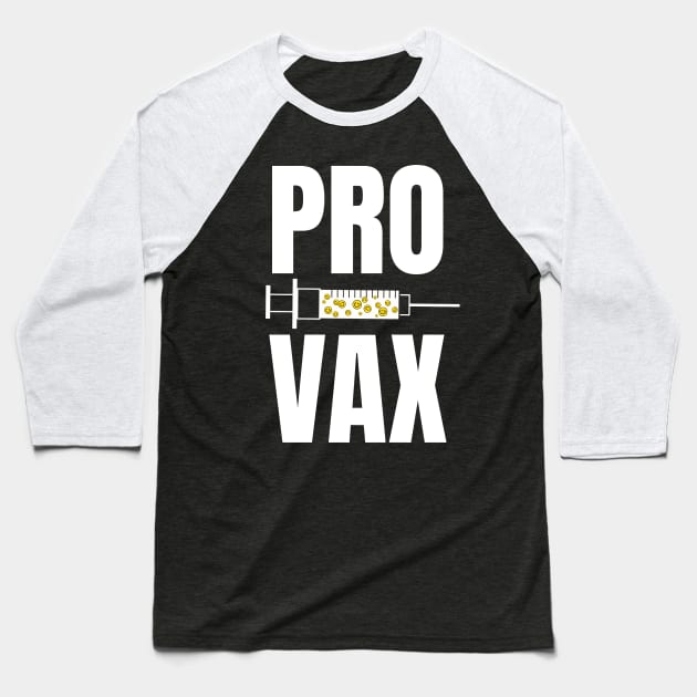 PRO VAX Smiley :) Baseball T-Shirt by TJWDraws